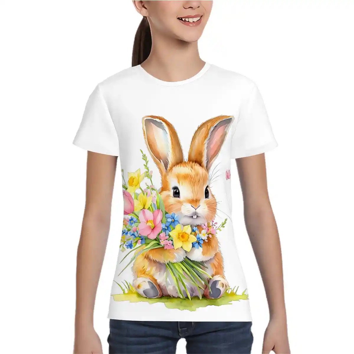 Maglietta Felice Pasqua Donna Manica 3/4 - Divertente Top Con Coniglio E Uova Colorate, Regalo Perfetto Per La Pasqua
