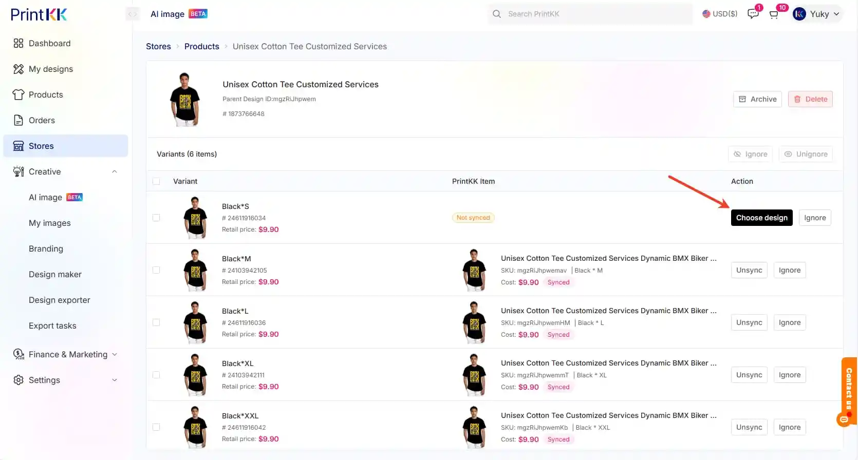 How to update the design/produtcs after the product is synced to the store?