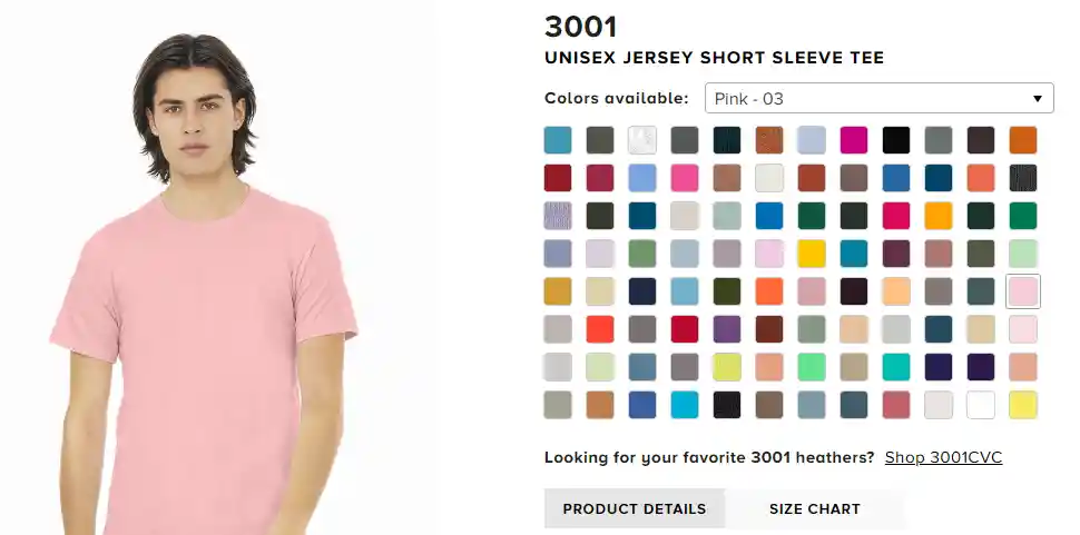 Bella+Canvas 3001 Size Chart & Color Chart (All Details)