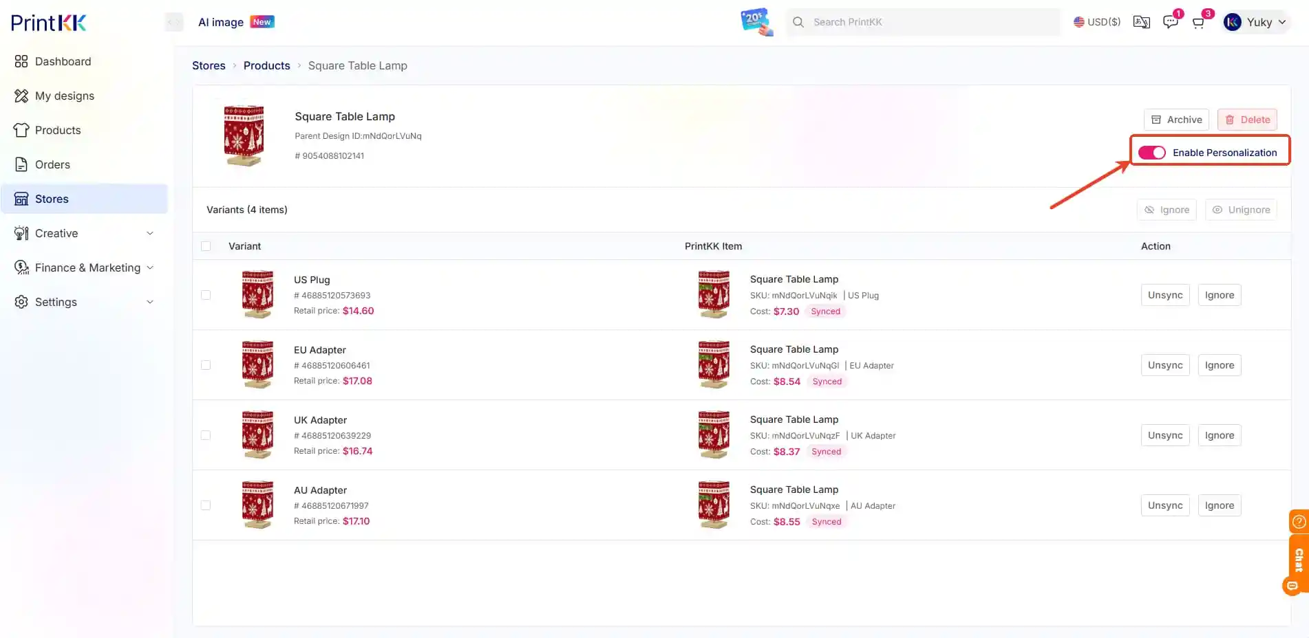 Can I sell personalized products /gift using PrintKK?