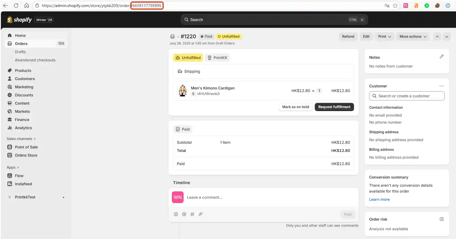 Examples of order number formats