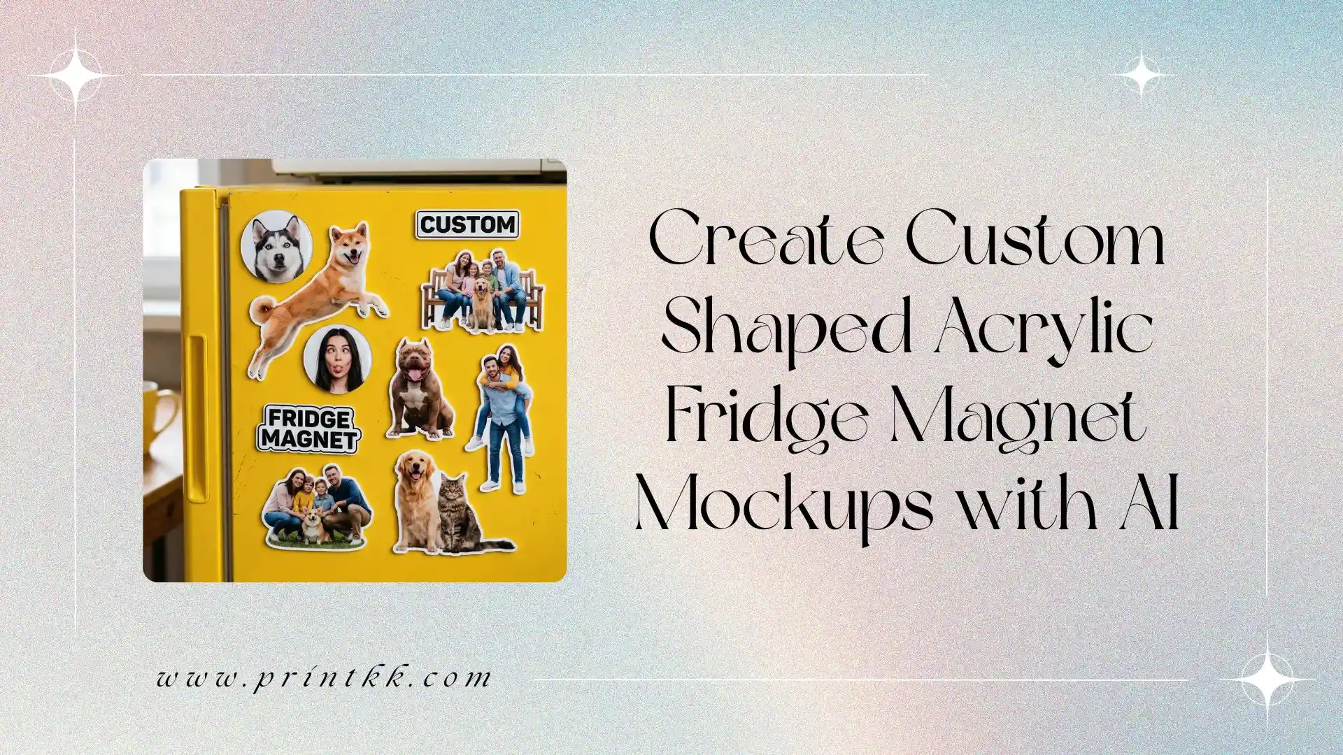 Crea maquetas de imanes para nevera de acrílico con formas personalizadas con IA