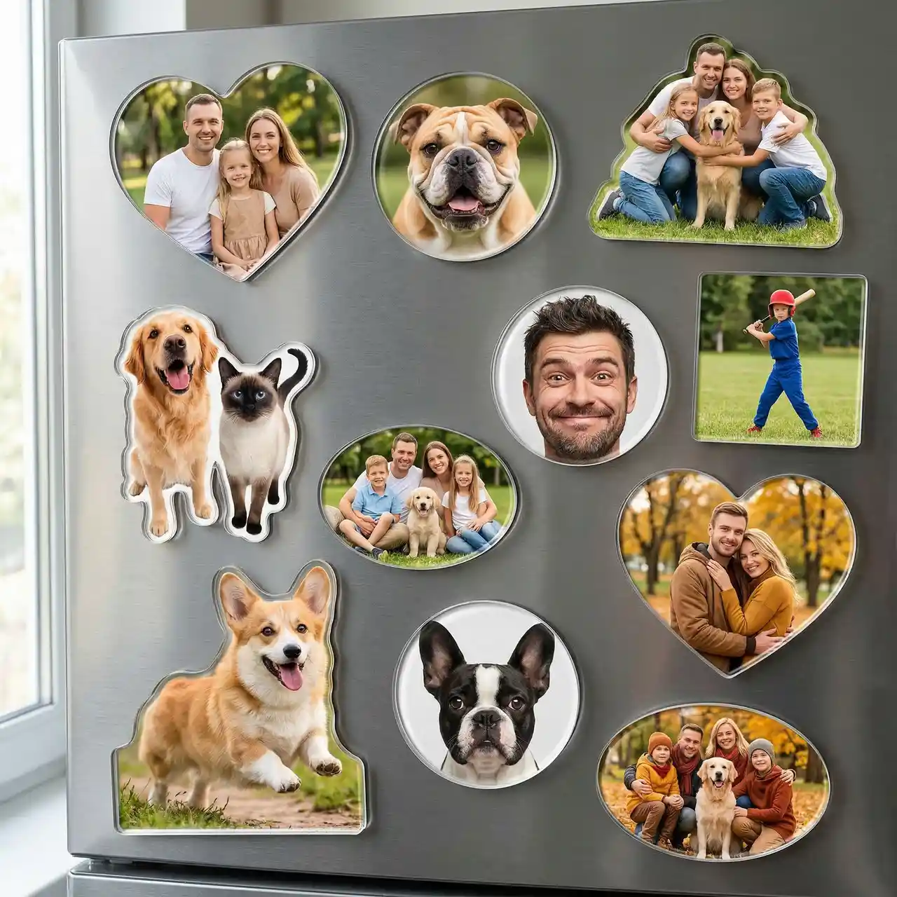 Create Custom Shaped Acrylic Fridge Magnet Mockups with AI