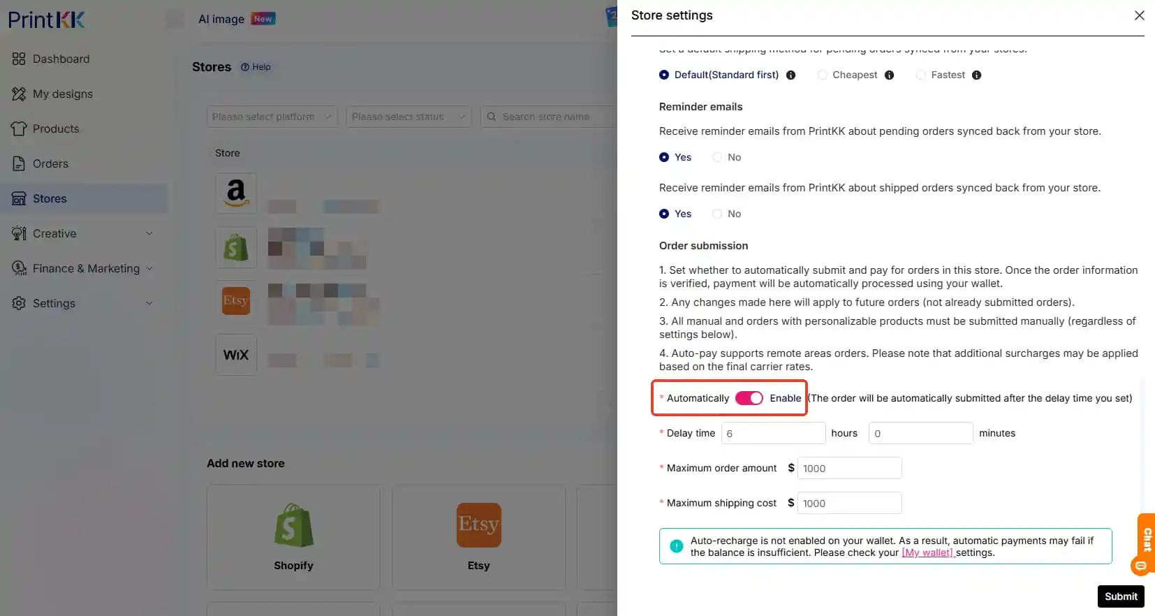Order Payment Process Notice(automatic payment)