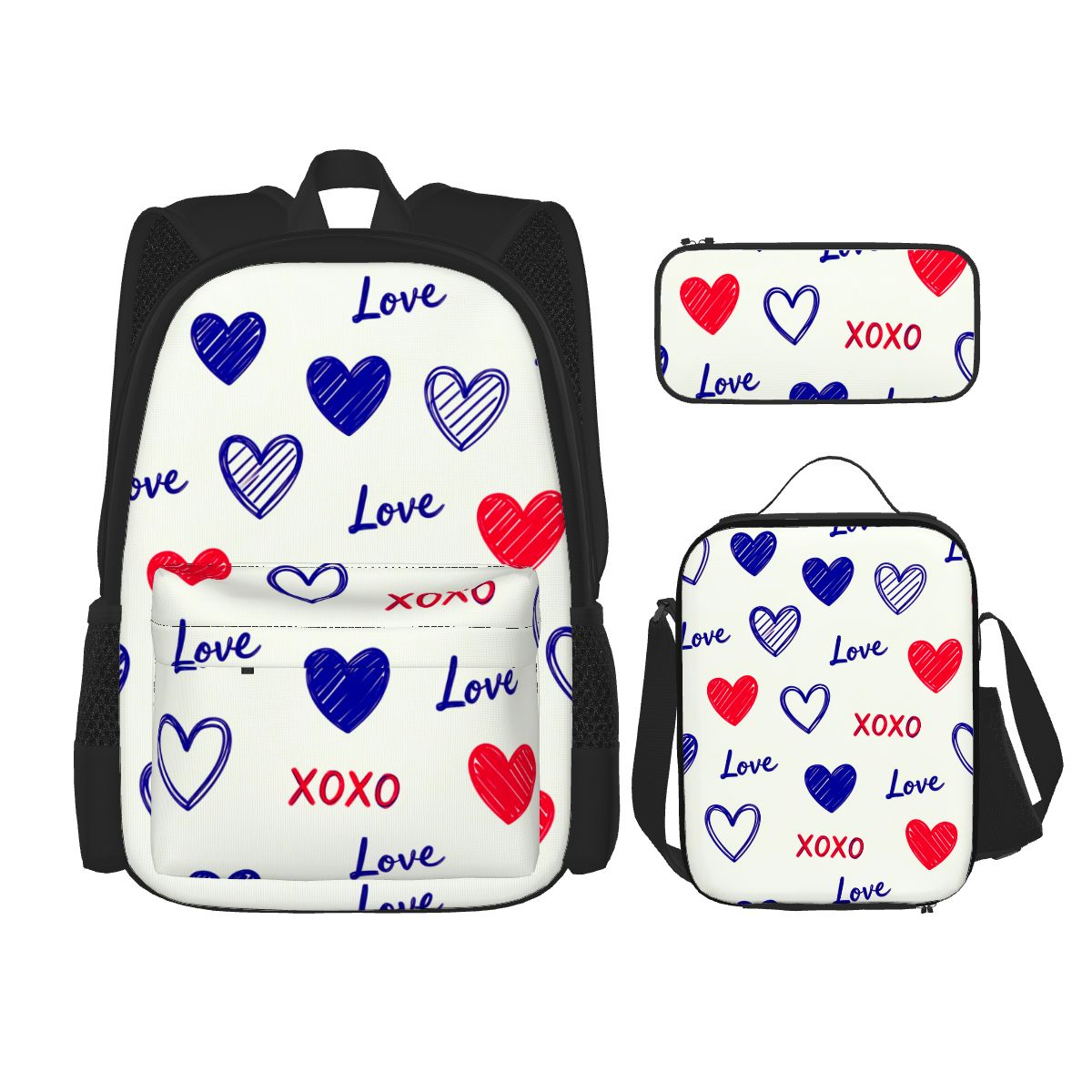 Set of 3 Bags (Oxford Backpack Lunch Bag & Pencil Pouch)