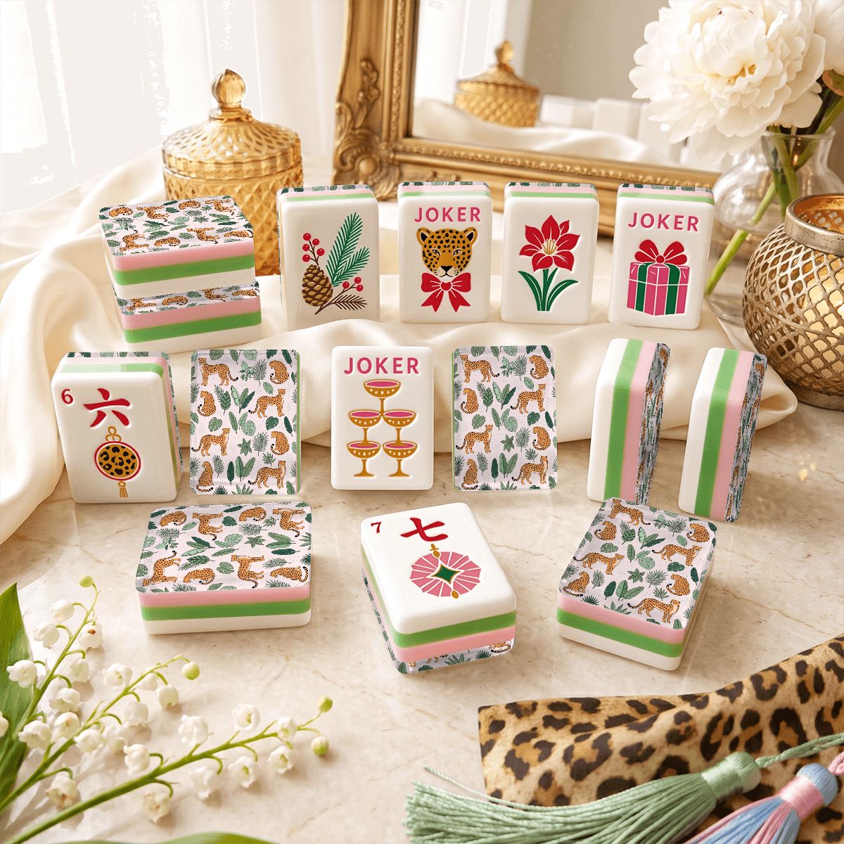 Glam Feiertags-Weihnachten Mahjong-Steine