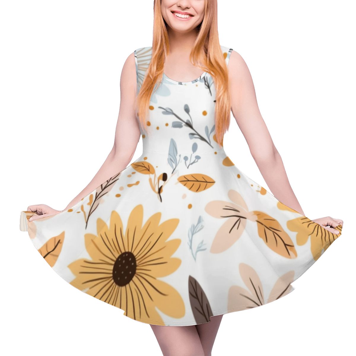 Women's Sleeveless Wide Dress/Hem Skater Skirt