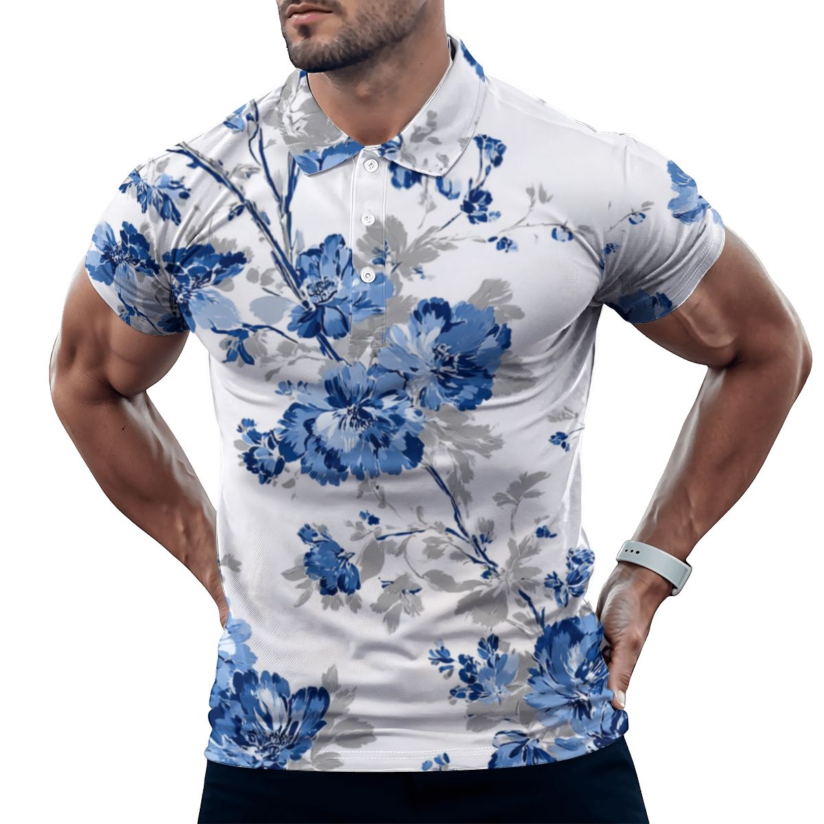 Button Polo Shirts for Men Slim Fit