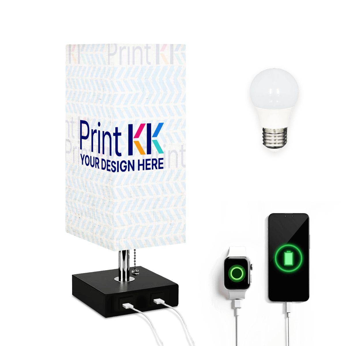 Square Table Lamp with USB Port No Trim