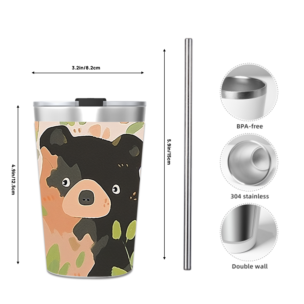 Stainless Steel Water Bottle With Straw