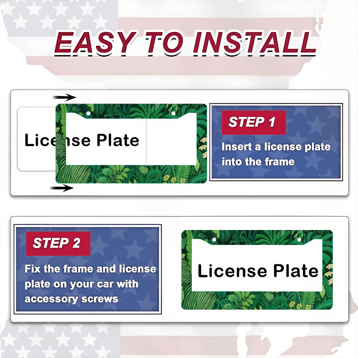 2穴ナンバープレートフレーム 2個（アメリカ製）