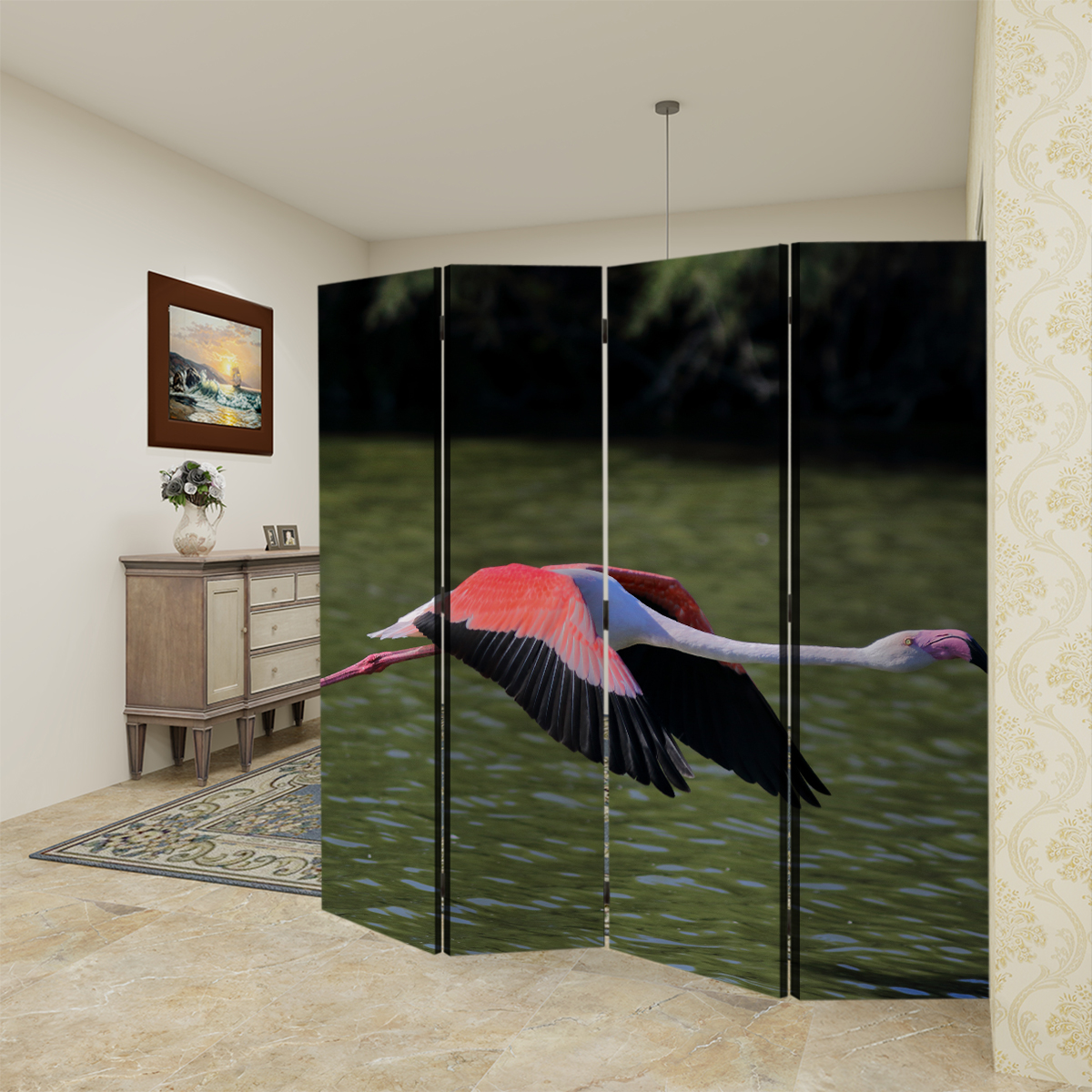 Room Divider Folding Screen 4 Panel