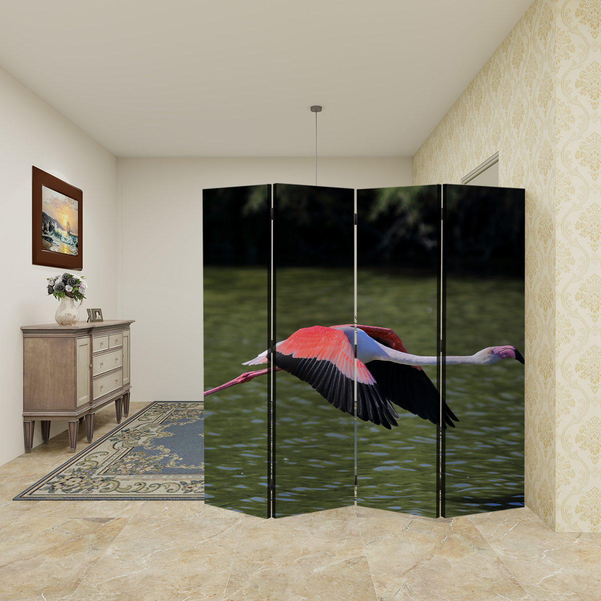 Room Divider Folding Screen 4 Panel