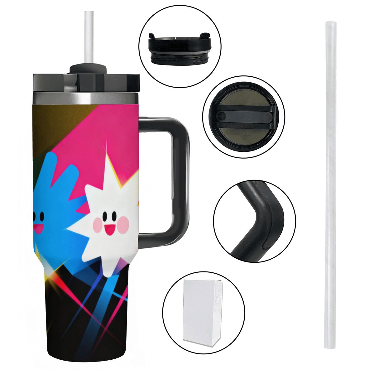 Vaso de 40oz con asa y pajilla (Hecho en EE. UU.)