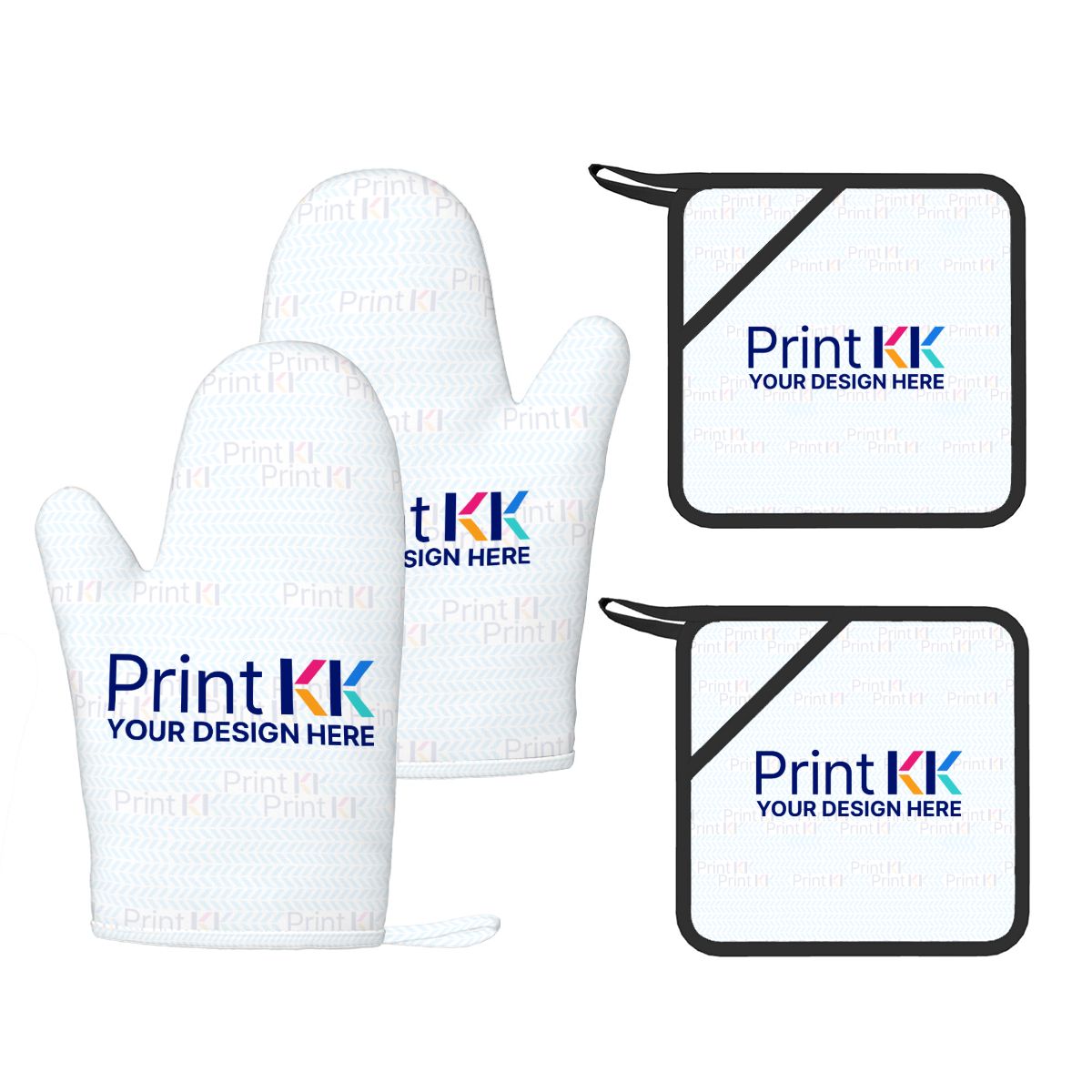 4Pcs Silicone Oven Mitts and Pot Holders Set