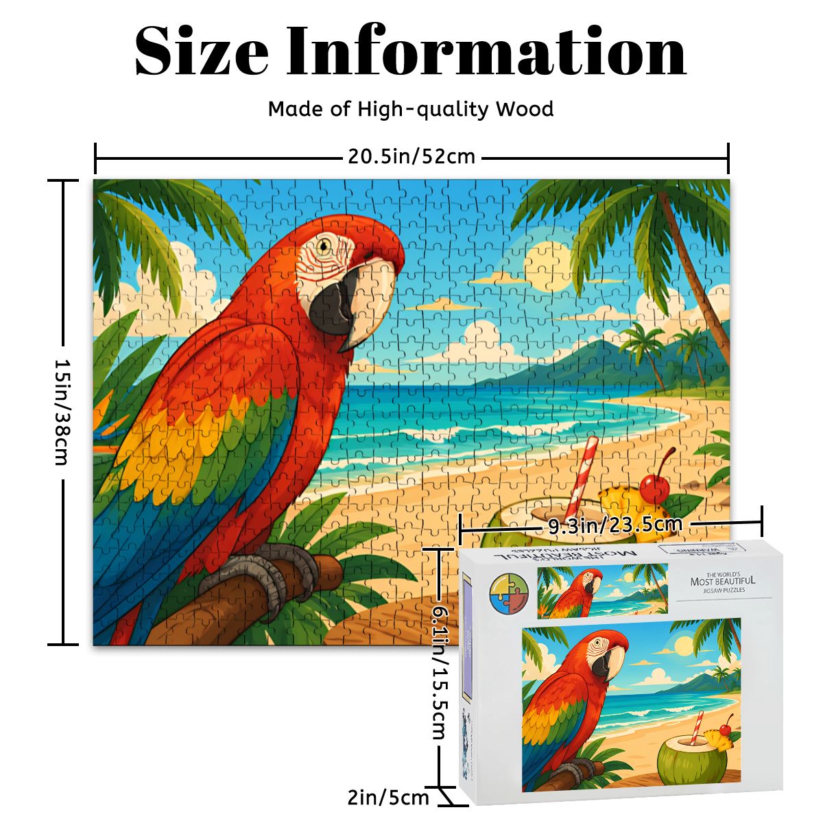 500Pcs Wooden Jigsaw Puzzle with Frame Set (Horizontal)