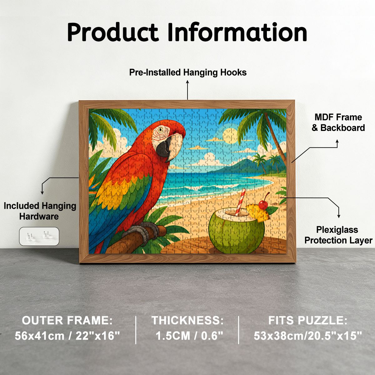 500Pcs Wooden Jigsaw Puzzle with Frame Set (Horizontal)