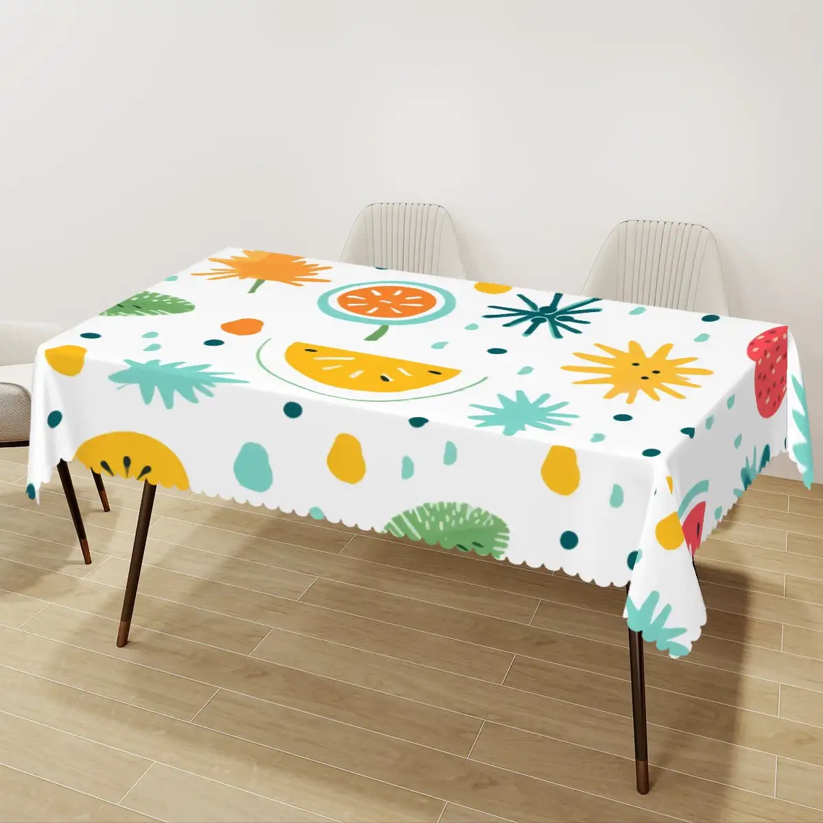 Rectangular Table Cloth with Wavy Edge