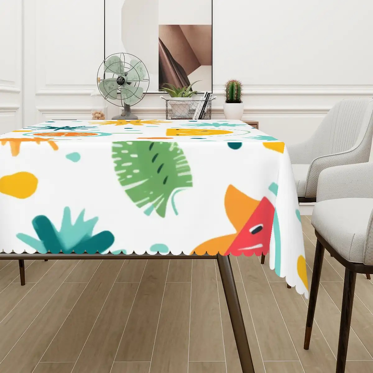 Rectangular Table Cloth with Wavy Edge