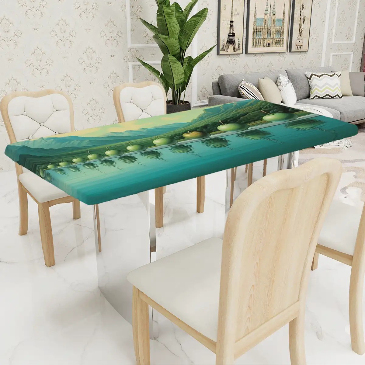 Large Rectangle Anti-Oil Table Cover with Elastic Edged