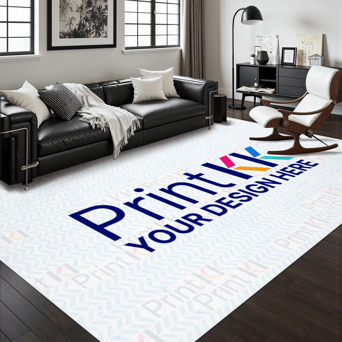 Area Rug with White Border