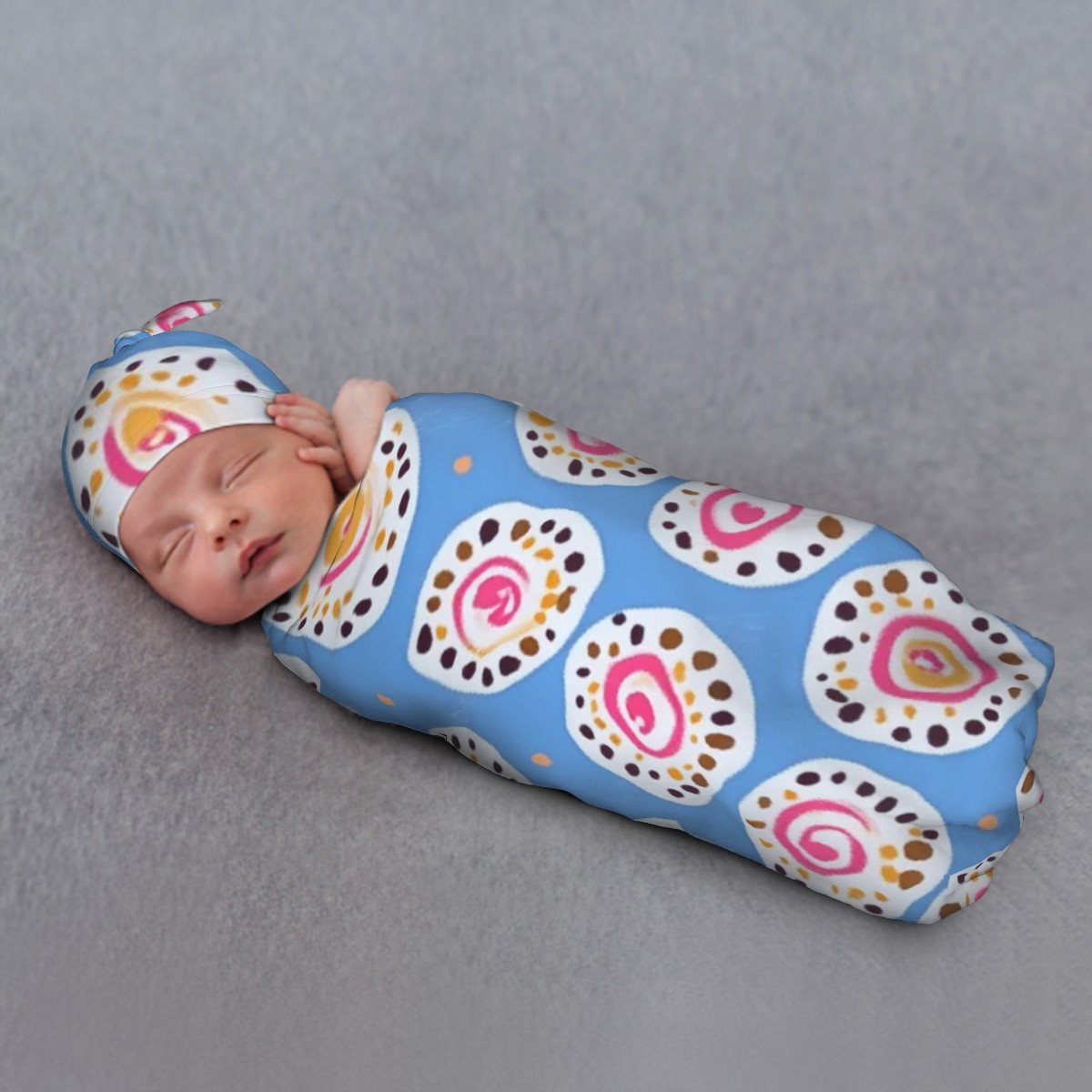 Baby Swaddle Blanket & Beanie Hat Set