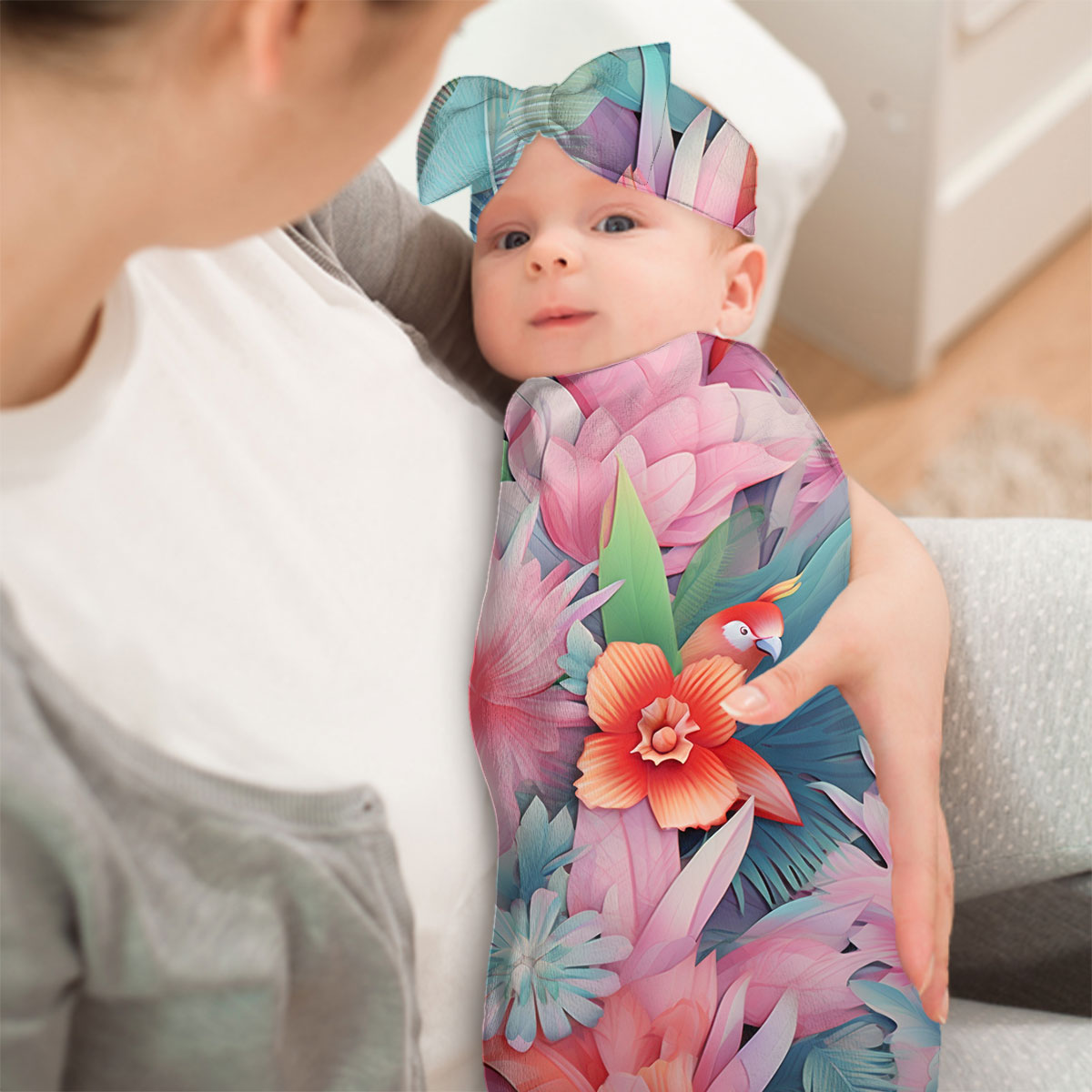 Baby Swaddle Sack with Baby Headbands