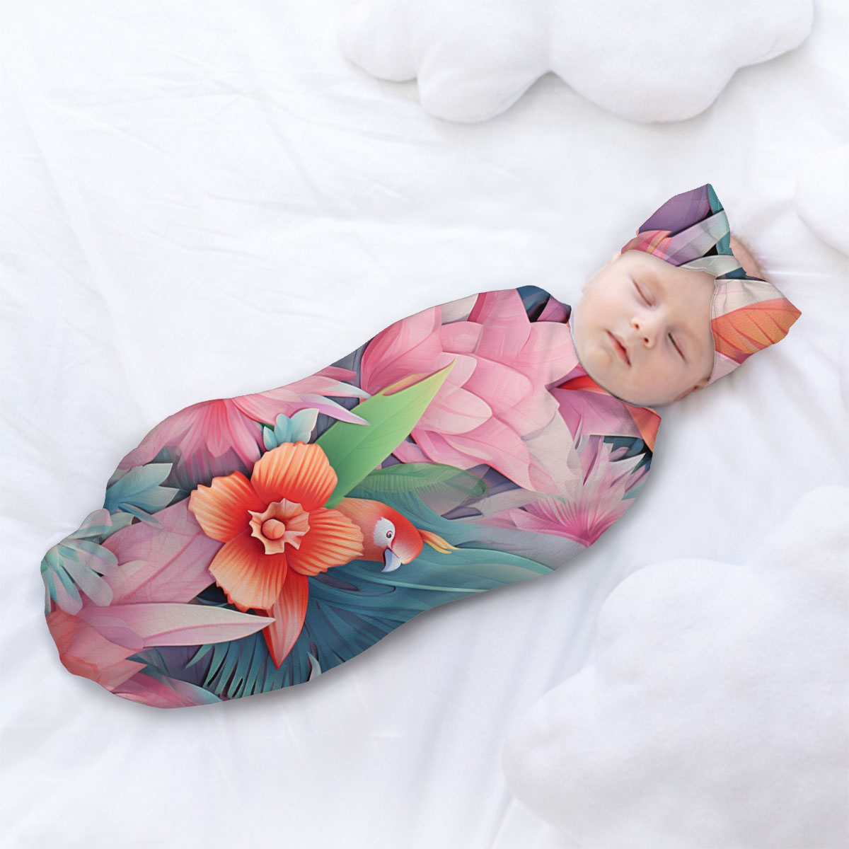 Baby Swaddle Sack with Baby Headbands