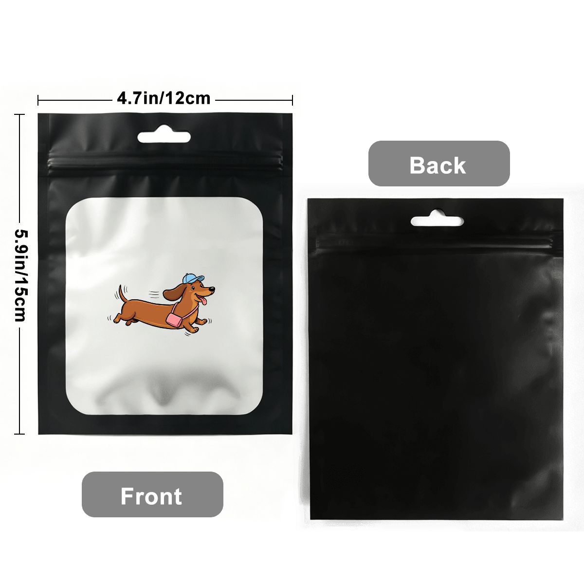 Black Resealable Bag-12x15cm