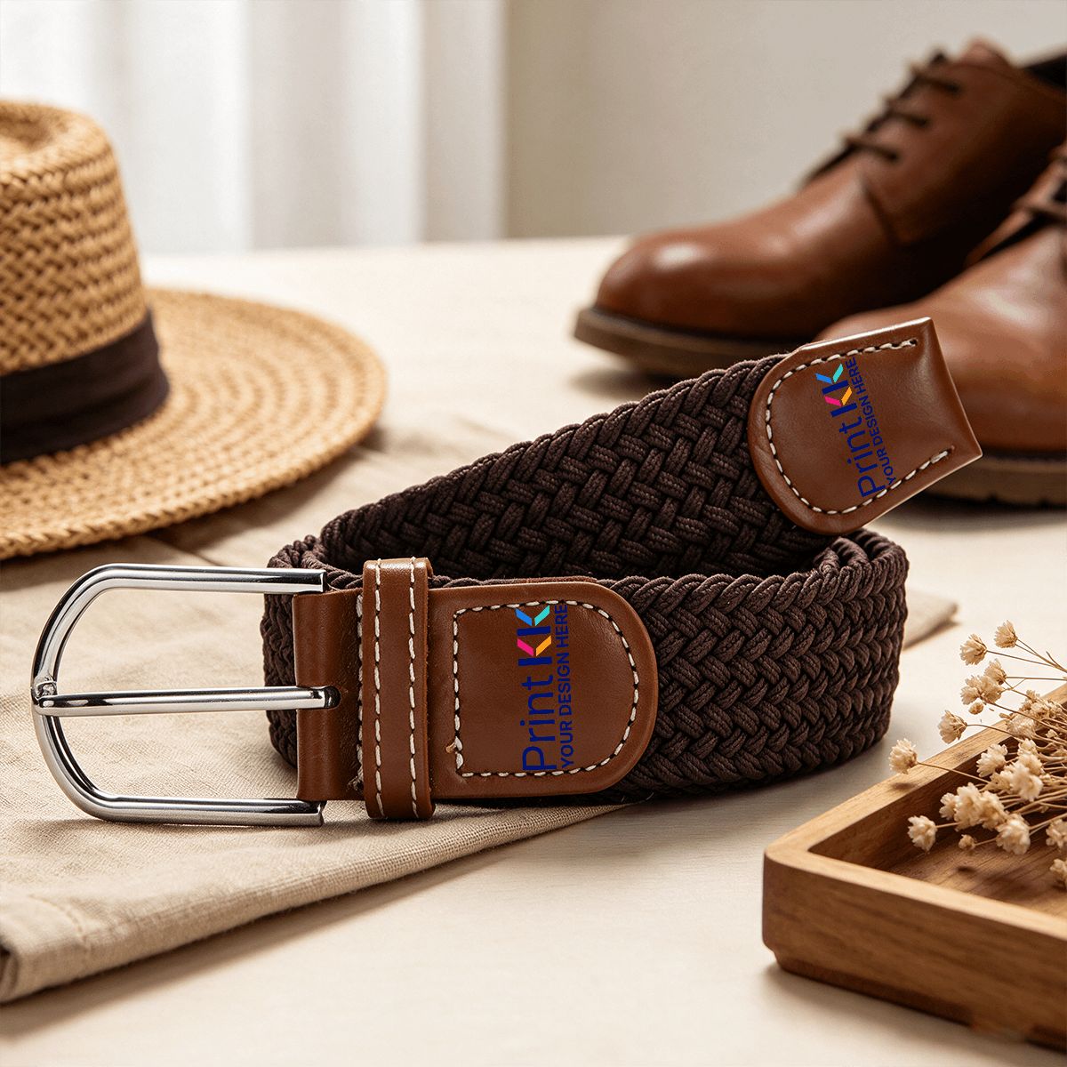 編み込みストレッチベルト
