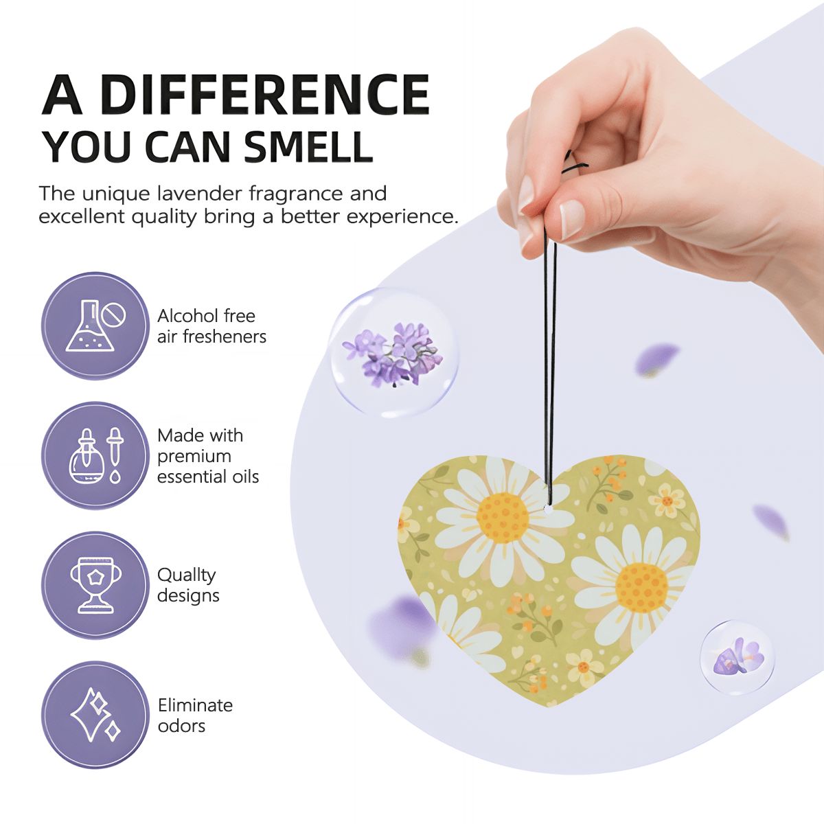 Carte profumate per auto a forma di cuore 6 pz