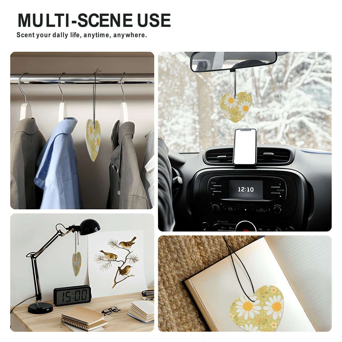 Carte profumate per auto a forma di cuore 6 pz