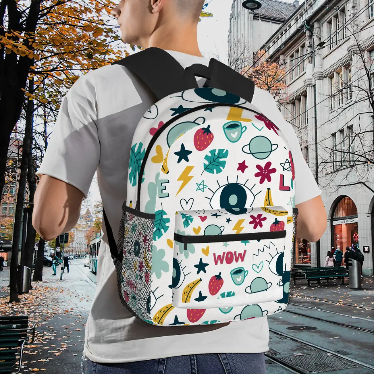 Oxford Backpack with Changeable Pocket Pattern