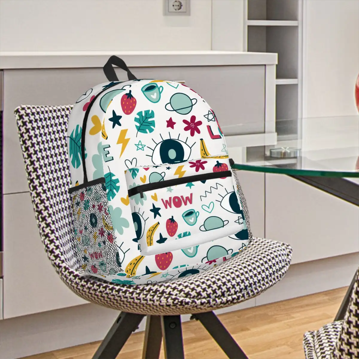 Oxford Backpack with Changeable Pocket Pattern