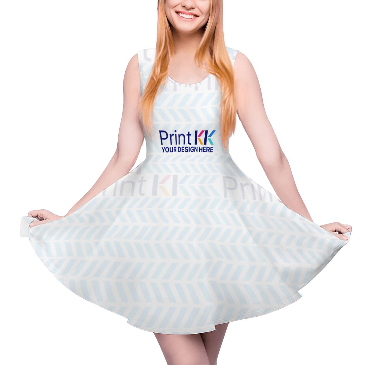 Vestido ancho sin mangas para mujer/Falda skater con dobladillo