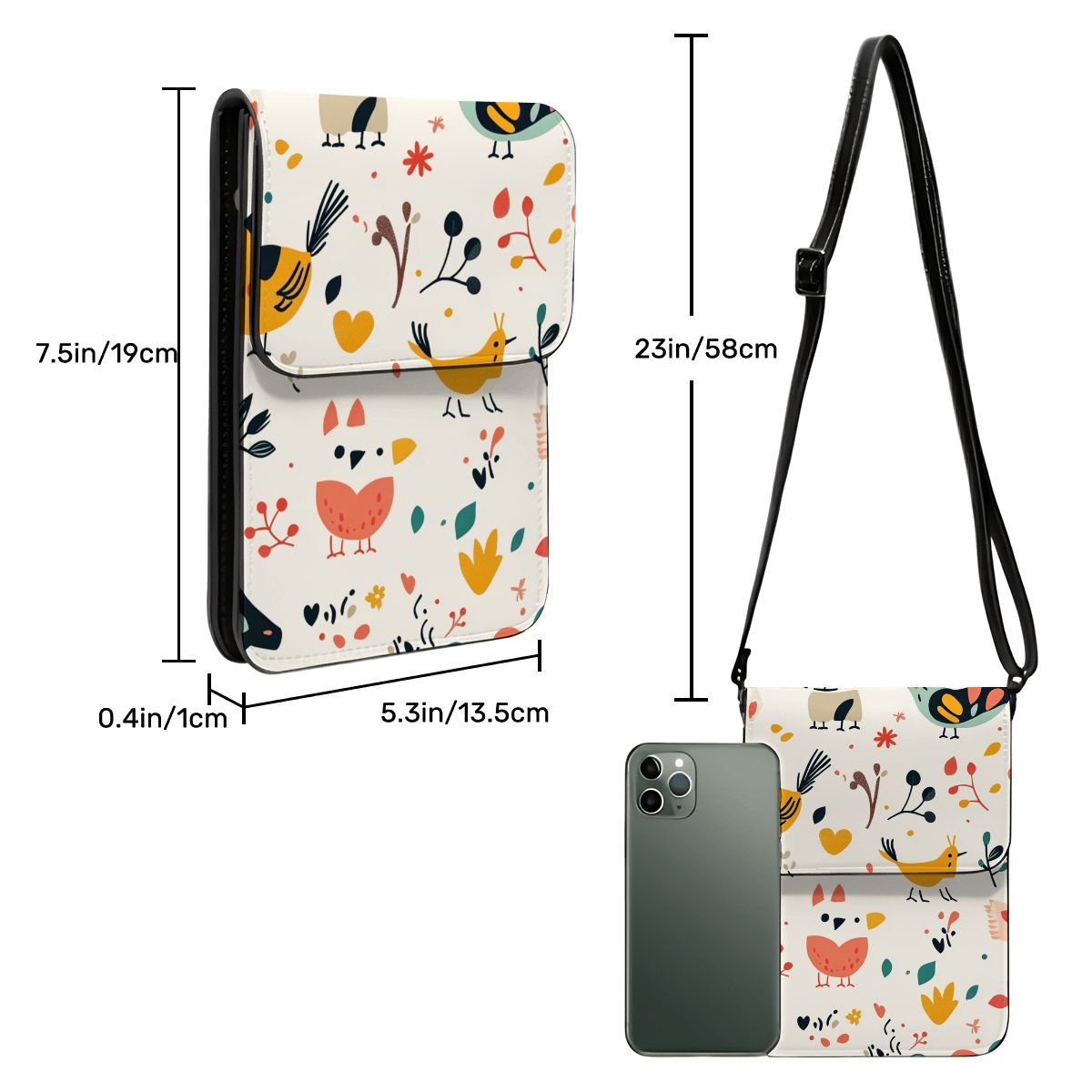 Leather Cell Phone Purse With Shoulder Strap