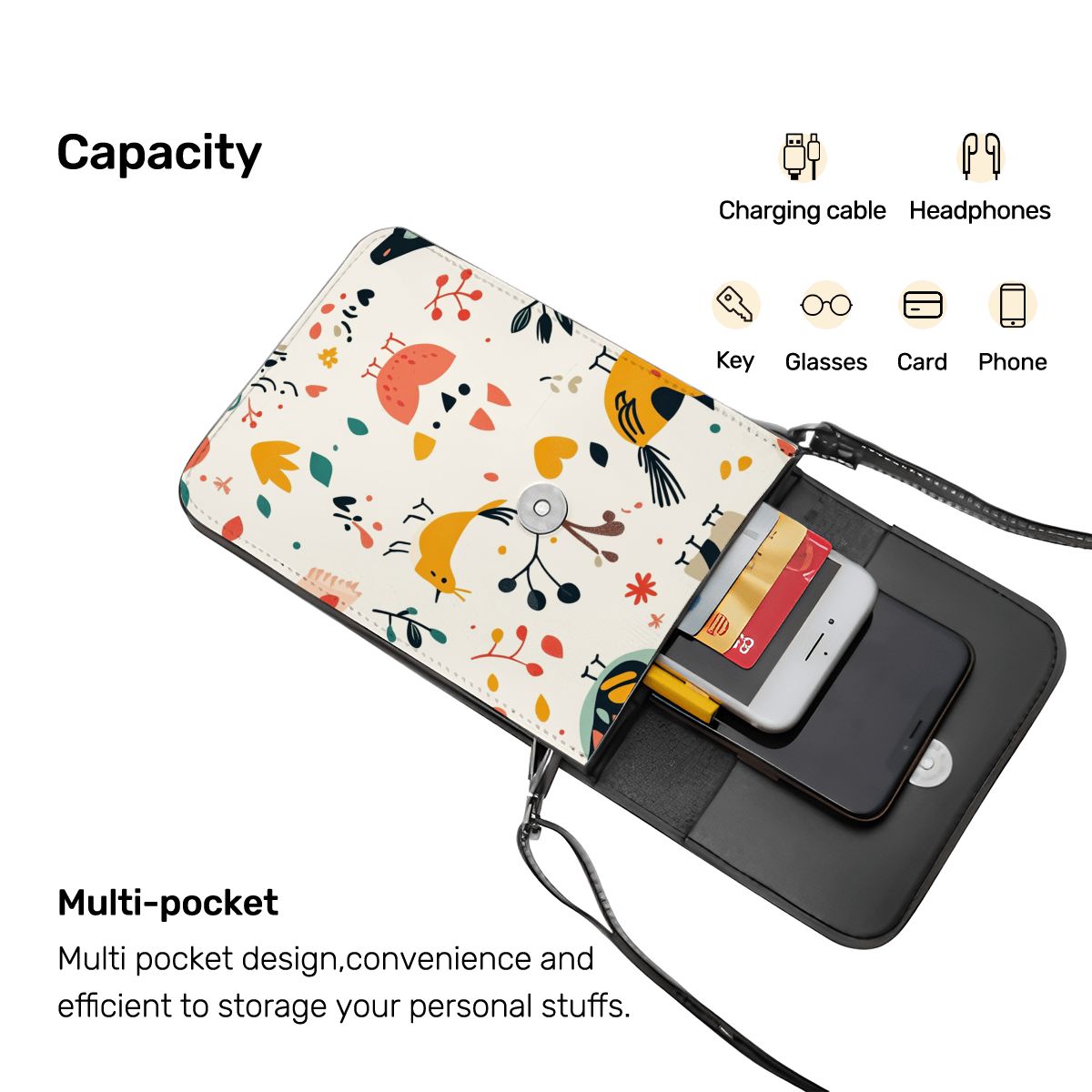 Leather Cell Phone Purse With Shoulder Strap