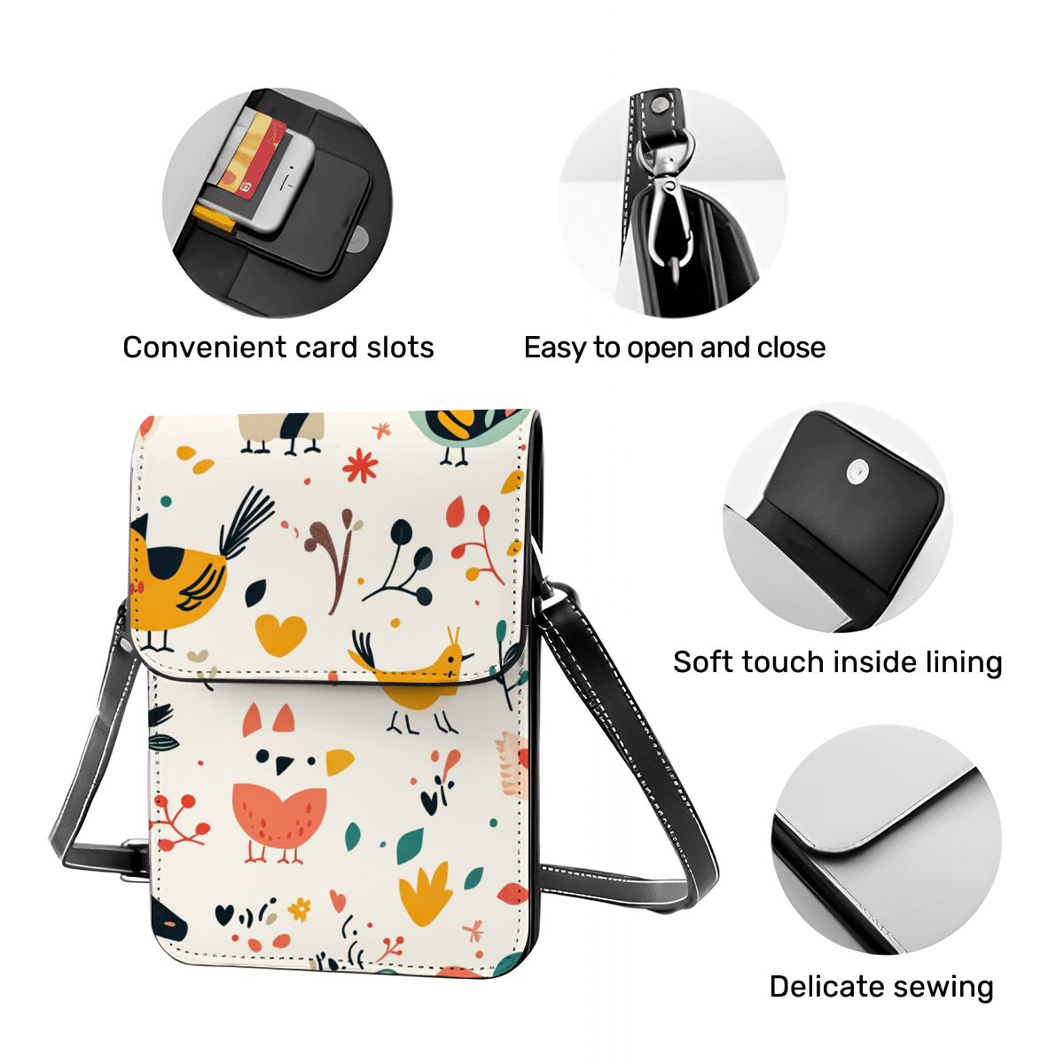 Leather Cell Phone Purse With Shoulder Strap
