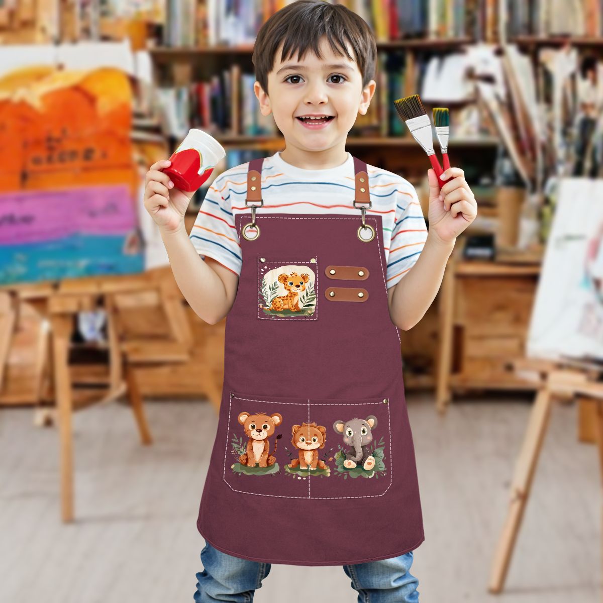 Children's Canvas Cross Back Apron with Pockets