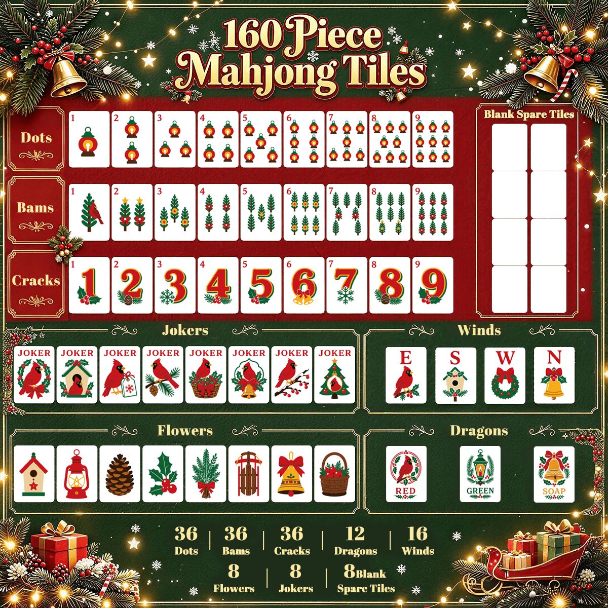 クリスマスカーディナル アメリカン麻雀牌