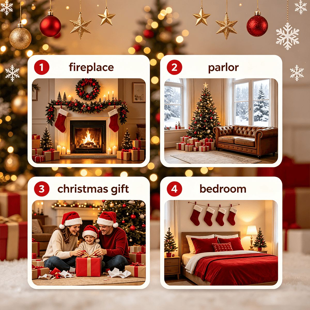 クリスマスツリー写真プレート - 自立型アクリル記念品