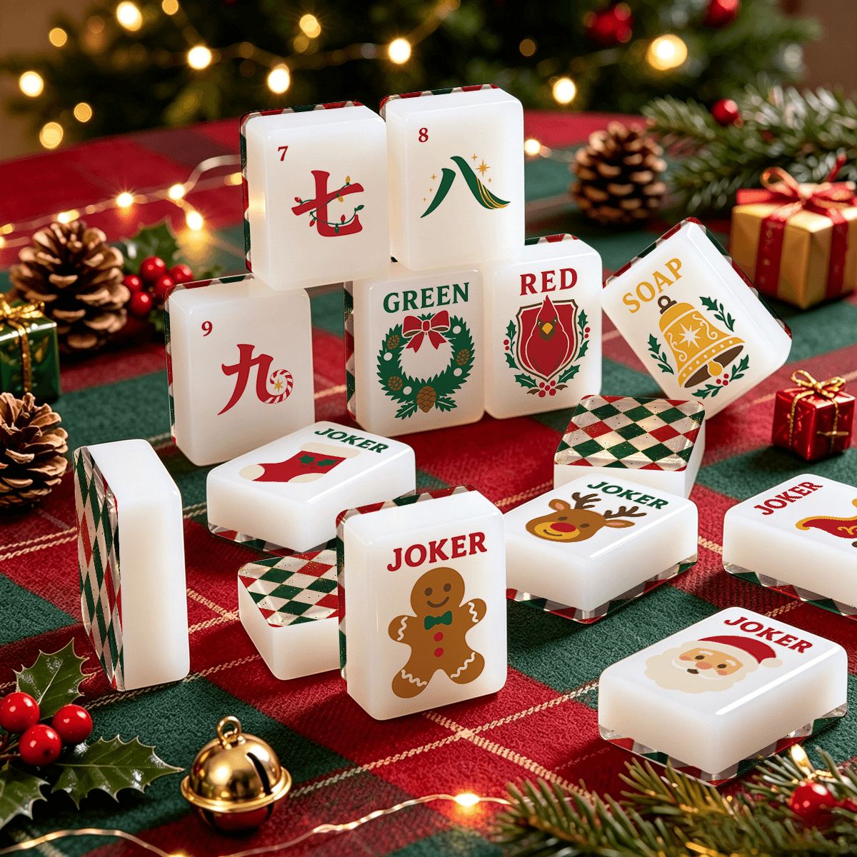 クラシック伝統的なクリスマス麻雀牌