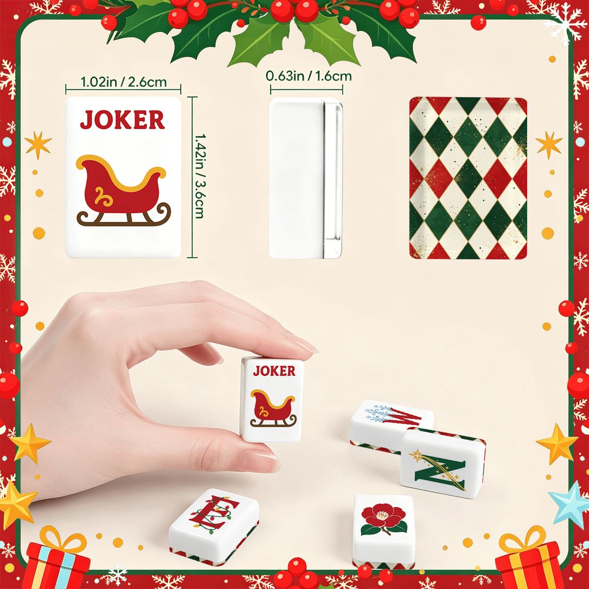 クラシック伝統的なクリスマス麻雀牌