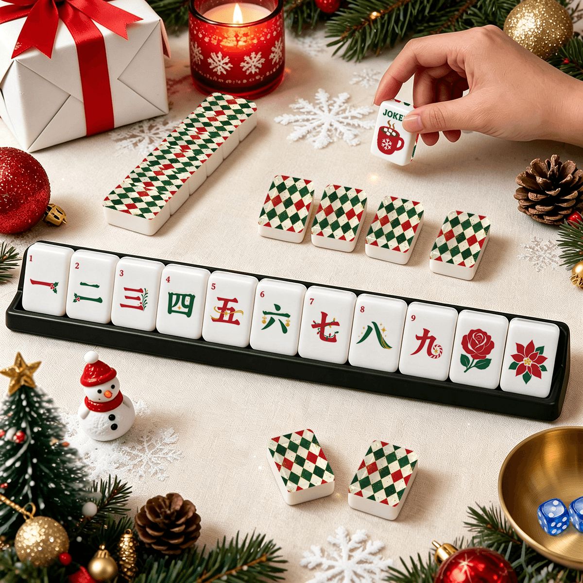 クラシック伝統的なクリスマス麻雀牌