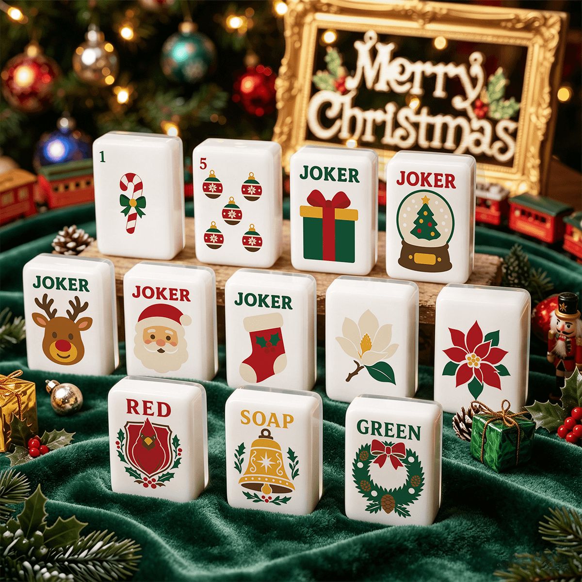 クラシック伝統的なクリスマス麻雀牌