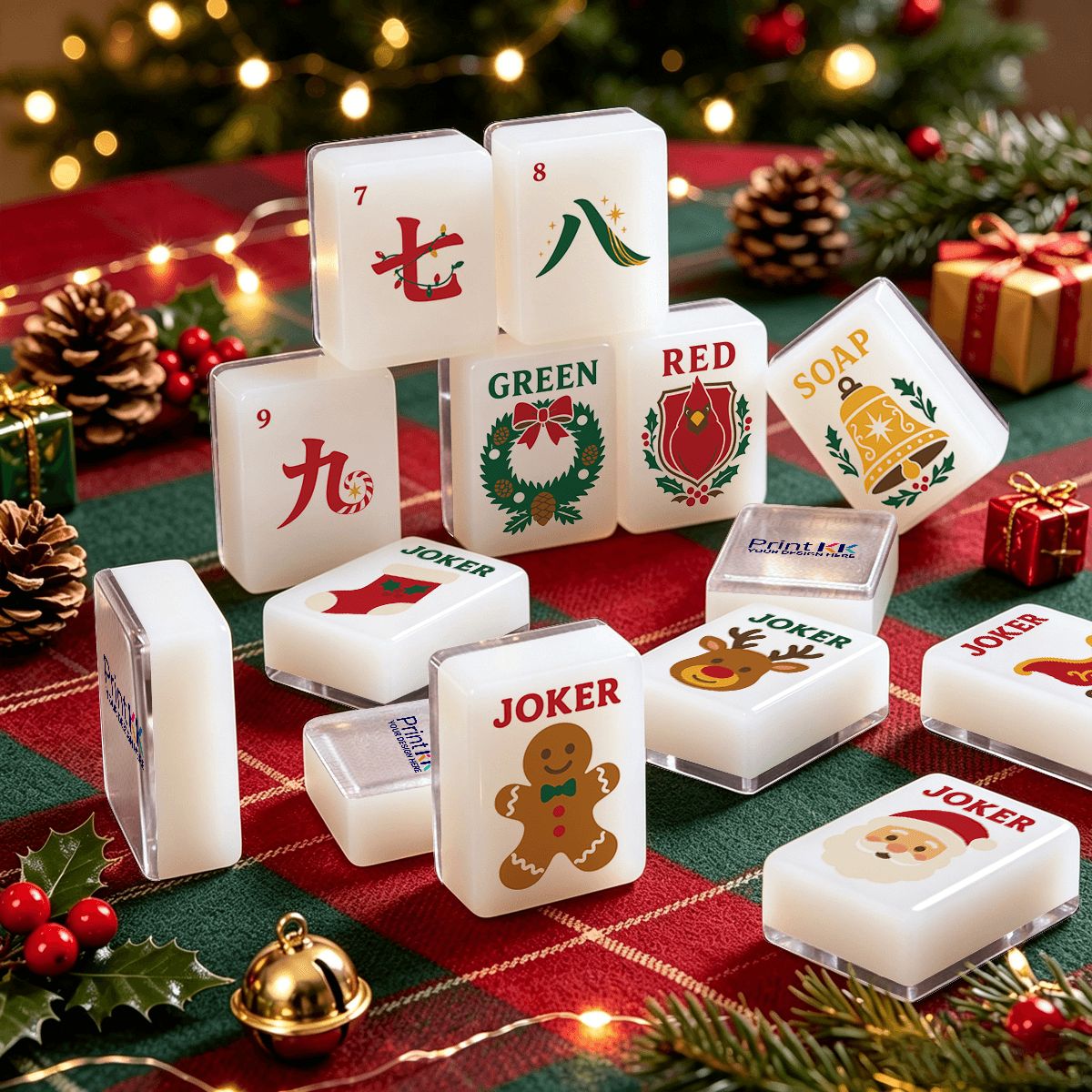 クラシック伝統的なクリスマス麻雀牌