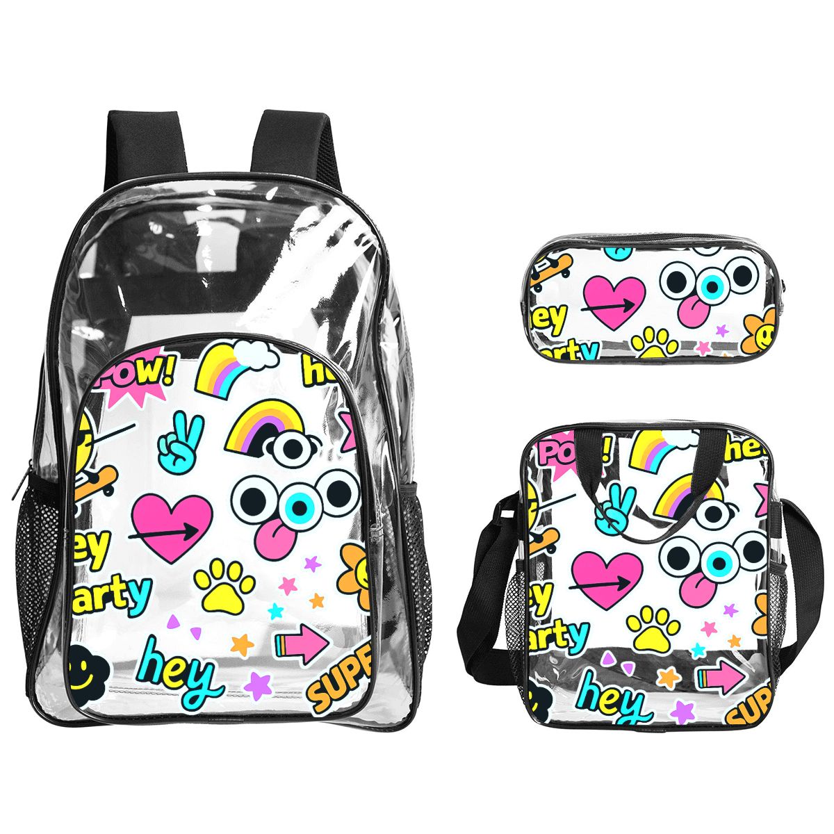 Clear Backpack Set of 3 (Backpack&Lunch Bag&Pencil Case)