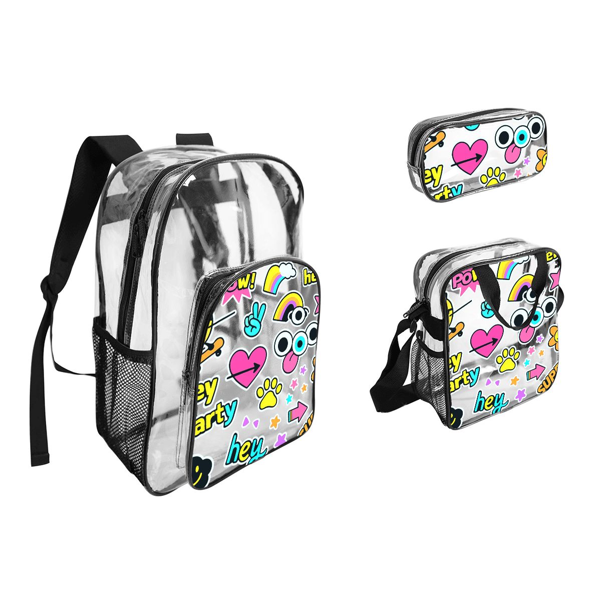 Clear Backpack Set of 3 (Backpack&Lunch Bag&Pencil Case)