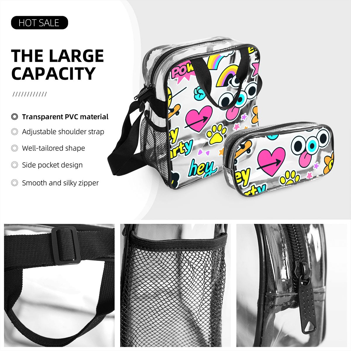 Clear Backpack Set of 3 (Backpack&Lunch Bag&Pencil Case)