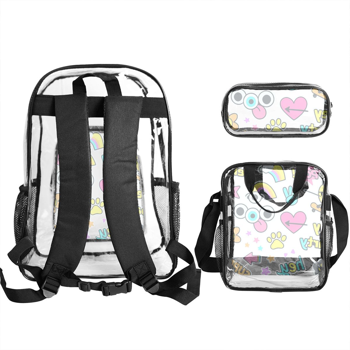 Clear Backpack Set of 3 (Backpack&Lunch Bag&Pencil Case)